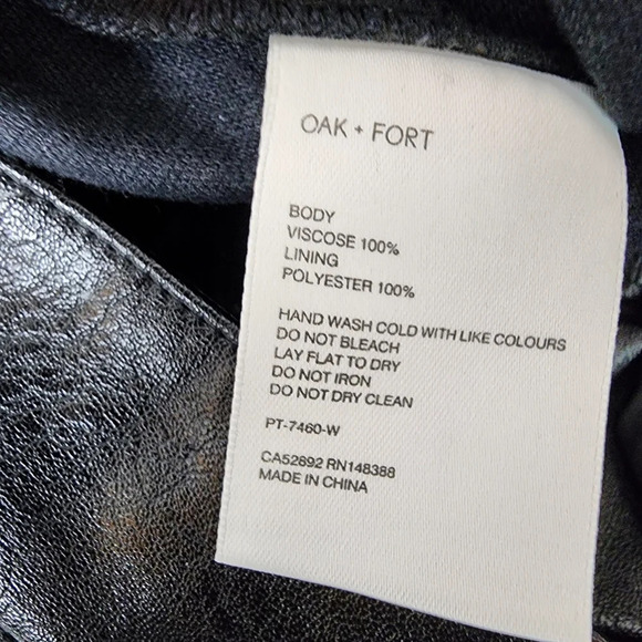 Oak + Fort Vegan Leather Cropped Pants Taper Leg High Waist Black Size Medium - Picture 12 of 12